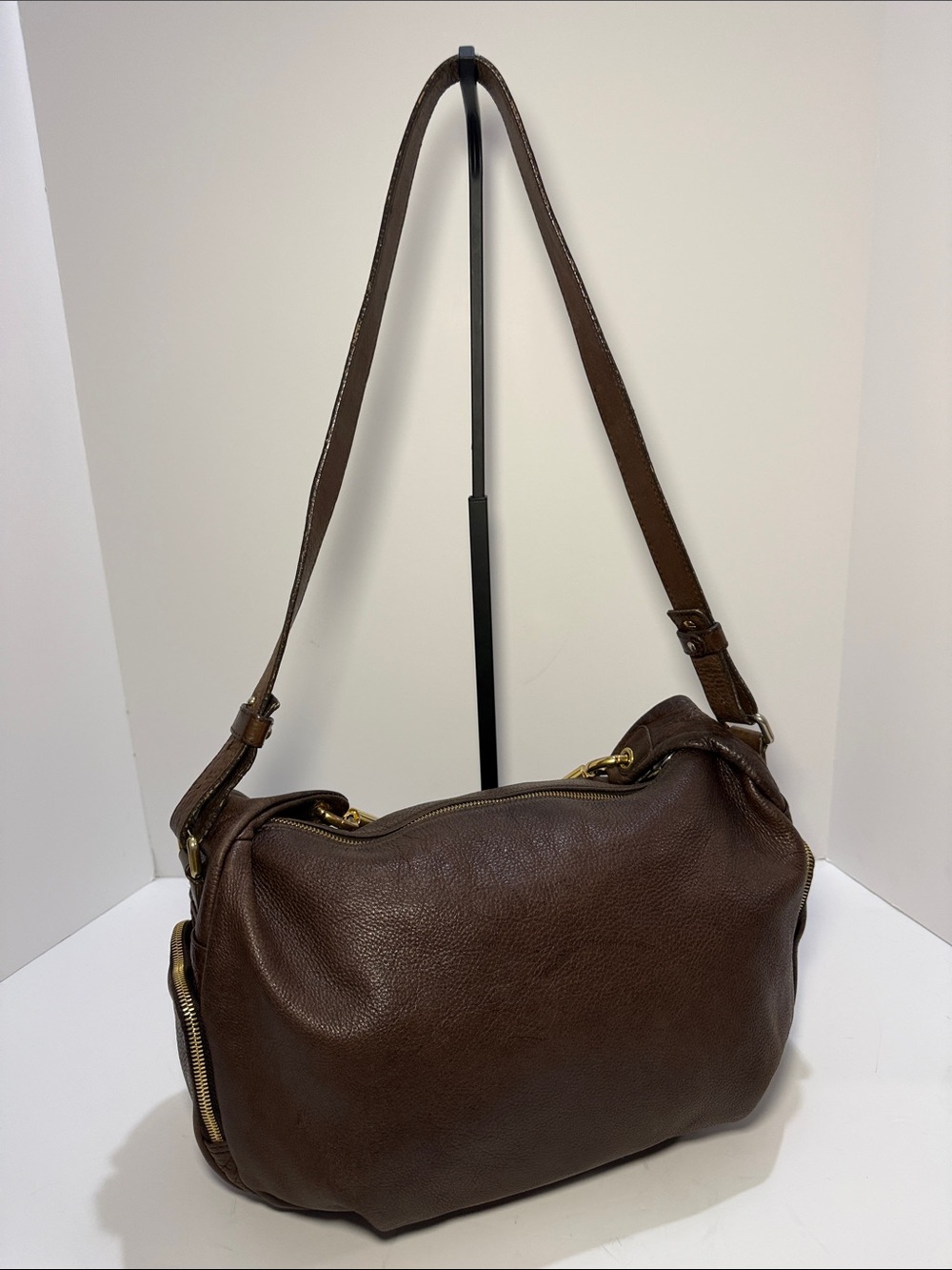 Furla Brown Pebbled Leather Hobo Shoulder Bag - Picture 5 of 15